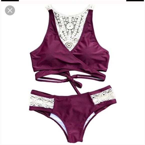Cupshe Other - Cupshe  Dazzling Maroon Sunshine Crochet bikini